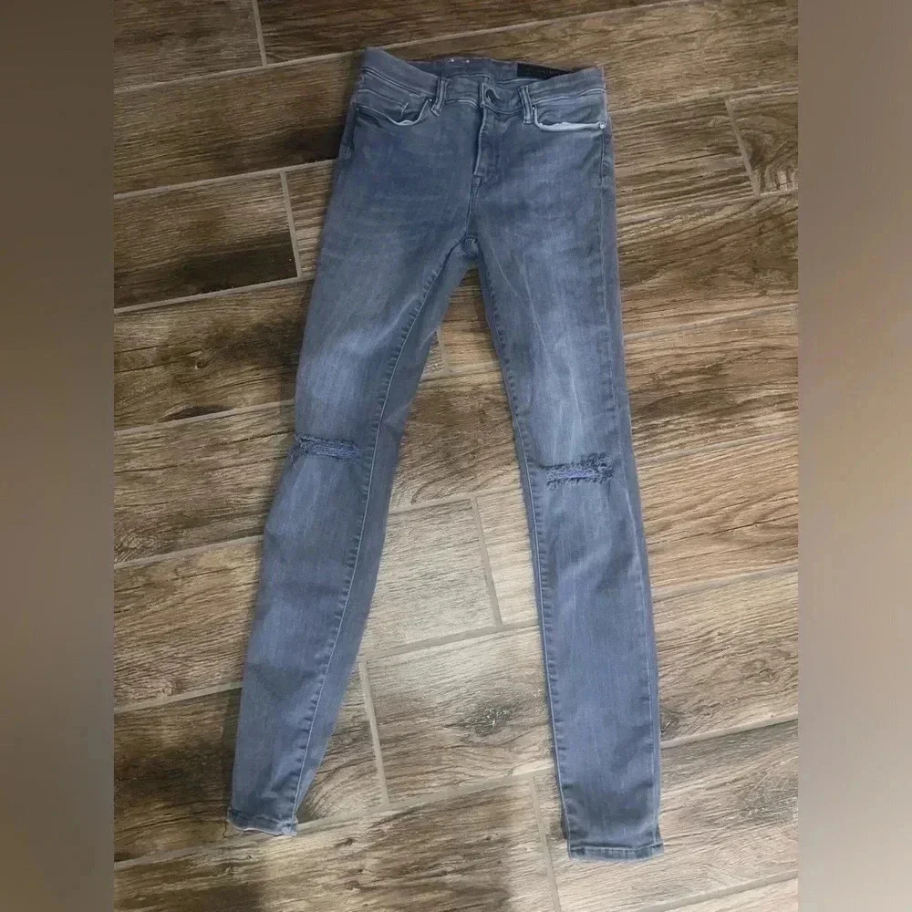 All Saints Grace Slashed Moto Distressed Skinny Jeans Sz 28